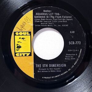 5th Dimension 45 Medley: Aquarius/let The Sunshine In on Soul City VG Soul
